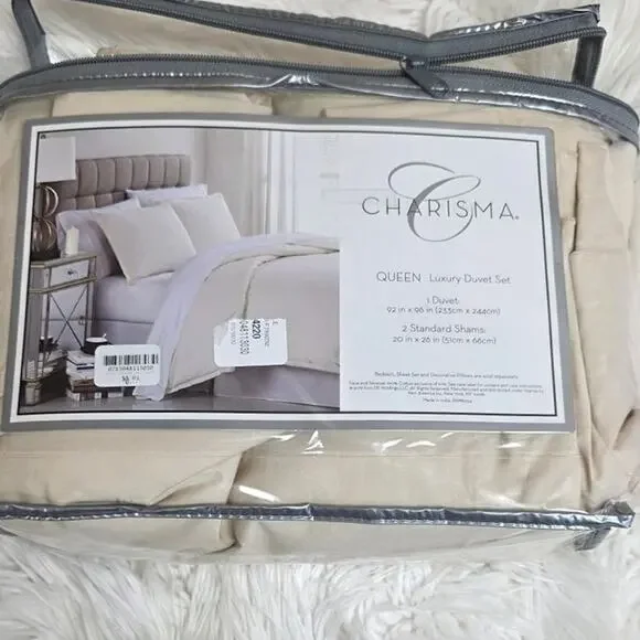 Charisma 400TC Percale Bedding Collection Full/Queen Duvet Cover Set
